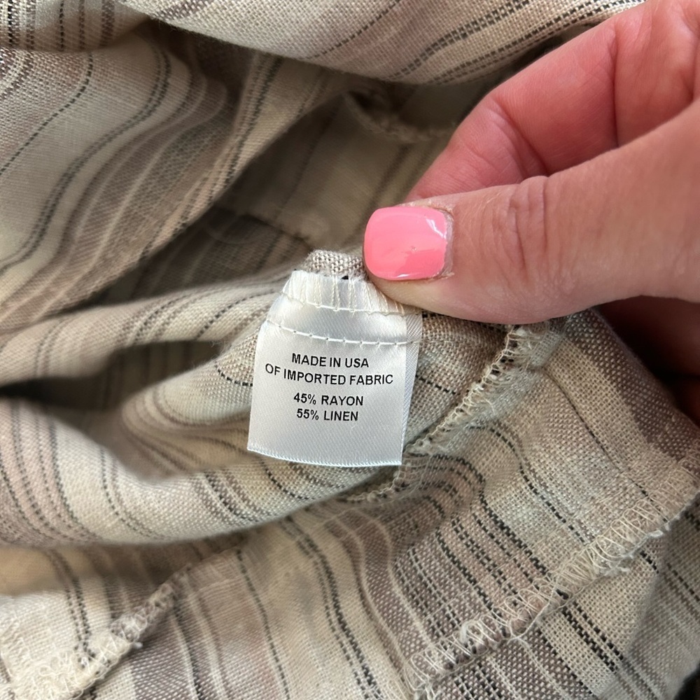 Anthropologie DREW Boho Lagen Look Linen Blend Striped Jumpsuit Size L - Picture 8 of 14